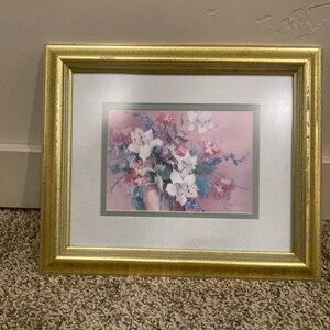 Barbara Mock "Signed Flowers Limited Edition" Framed Art Antique 1987 Signed